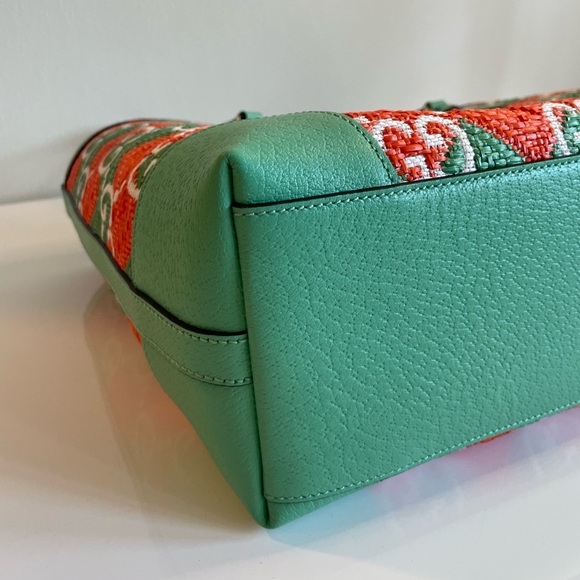 NWT GUCCI Ophidia Miami Straw Medium Straw tote bag GG Raffia - Picture 7 of 12